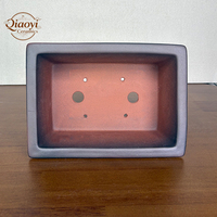 Pot à Bonsaï Rectangulaire en Porcelaine Style Ancien, Cuit au Bois, avec Trou de Drainage, pour Utilisation Intérieure/Extérieure, Jardinière Écologique