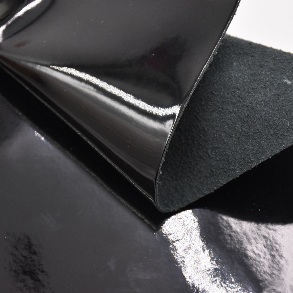 China Factory Synthetic Leather Patent Leather Faux Mirror FLOCKING Pu Fabric Material for Shoe (cuerinas Sintetico De Charol)