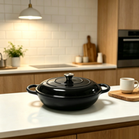 Ensemble de casseroles en fonte émaillée avec revêtement antiadhésif, compatibles four et induction, lavage à la main