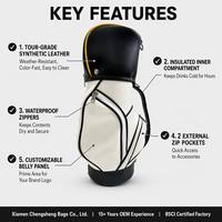 Sac isotherme de golf Cool Caddy en cuir, 20L, en forme de sac de golf, pour chariot et parcours