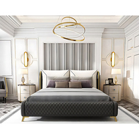 Ensemble de lit double en bois de haute qualité et abordable pour chambre principale, mobilier de chambre à coucher moderne et luxueux en bois massif, taille King Size