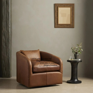 <span class=keywords><strong>Fauteuil</strong></span> pivotant moderne brun <span class=keywords><strong>foncé</strong></span> pour salon, bureau à domicile, appartement ou hôtel, fabriqué en <span class=keywords><strong>cuir</strong></span> véritable - Product Image 3