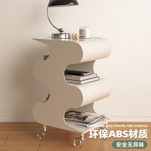 Carrello Portaoggetti in <span class=keywords><strong>Plastica</strong></span> Mobile, Stile Semplice e Creativo, Comodino con Vano Portaoggetti, Tavolino Laterale <span class=keywords><strong>Trasparente</strong></span> Stile Influencer - Product Image 2