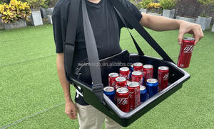 Bandeja Expendedora de bebidas de plástico portátil con correa para el hombro Bandeja de exhibición de bebidas promocional de mano - Product Image 6