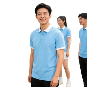 Restaurant Waiter Uniform Short Sleeve Polo Shirt Solid Color Polyester Poplin Work Clothes For Milk Tea Shop Summer Use - Product Image 5