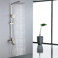 Ensemble de douche carré en acier inoxydable 304, système de douche pluie 3 fonctions avec douchette à main et bec de baignoire