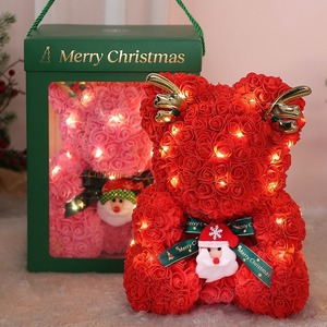Bouquet de fleurs artificielles en mousse PE, ours en peluche licorne, guirlande lumineuse, <span class=keywords><strong>cadeau</strong></span> de Noël 1987, collection Bouquet Garden - Product Image 3