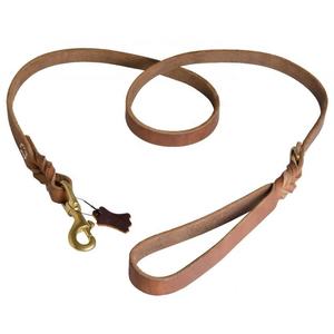 Luxury Braided <b>Leather</b> <b>Dog</b> Leash Brass Hook Durable Custom Color Personalized Features Ribbons <b>for</b> Pet Collars <b>Harness</b> - Product Image 1