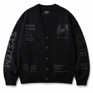 <strong>Mens</strong> Heavyweight Knitted Cardigan Sweater <strong>V</strong> <strong>Neck</strong> Archive Graphic Button up Oversized Streetwear Knitted <strong>Jumper</strong> Outerwear - Product Image 4