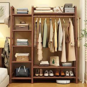 Estante para ropa de madera maciza, 100x40x168cm, estante de almacenamiento moderno y sencillo para dormitorio, uso doméstico - Product Image 2