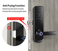 Cerradura Electrónica Digital Inteligente Biométrica de Seguridad Tuya Wifi de Aluminio con Huella Dactilar y Almacenamiento en la Nube para Madera/Acero, Seguridad Grado C