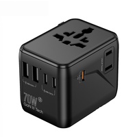 Adaptateur de voyage universel Gan Charger 70W PD, chargeur rapide, adaptateur secteur international pour ordinateur portable, prise universelle
