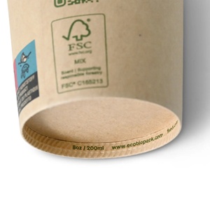 Gobelets en papier à paroi simple de 8 oz, diamètre 80 mm, couleur kraft, jetables, écologiques, pour boissons chaudes - Product Image 3