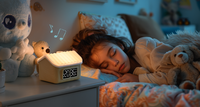 Horloge intelligente LED rechargeable USB 2025 pour enfants avec base E27, design moderne, machine à bruit blanc, intensité réglable, en ABS, pour chambre à coucher