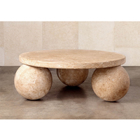 Table basse en pierre de travertin italienne, table de salon moderne personnalisée, hall d'entrée, salon, boules, sphère, marbre rond, tables basses de luxe