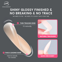 Uñas Postizas de Moda, Semi-Transparentes, Coloridas, con Cobertura Total, Forma de Ataúd, para Salón de Belleza
