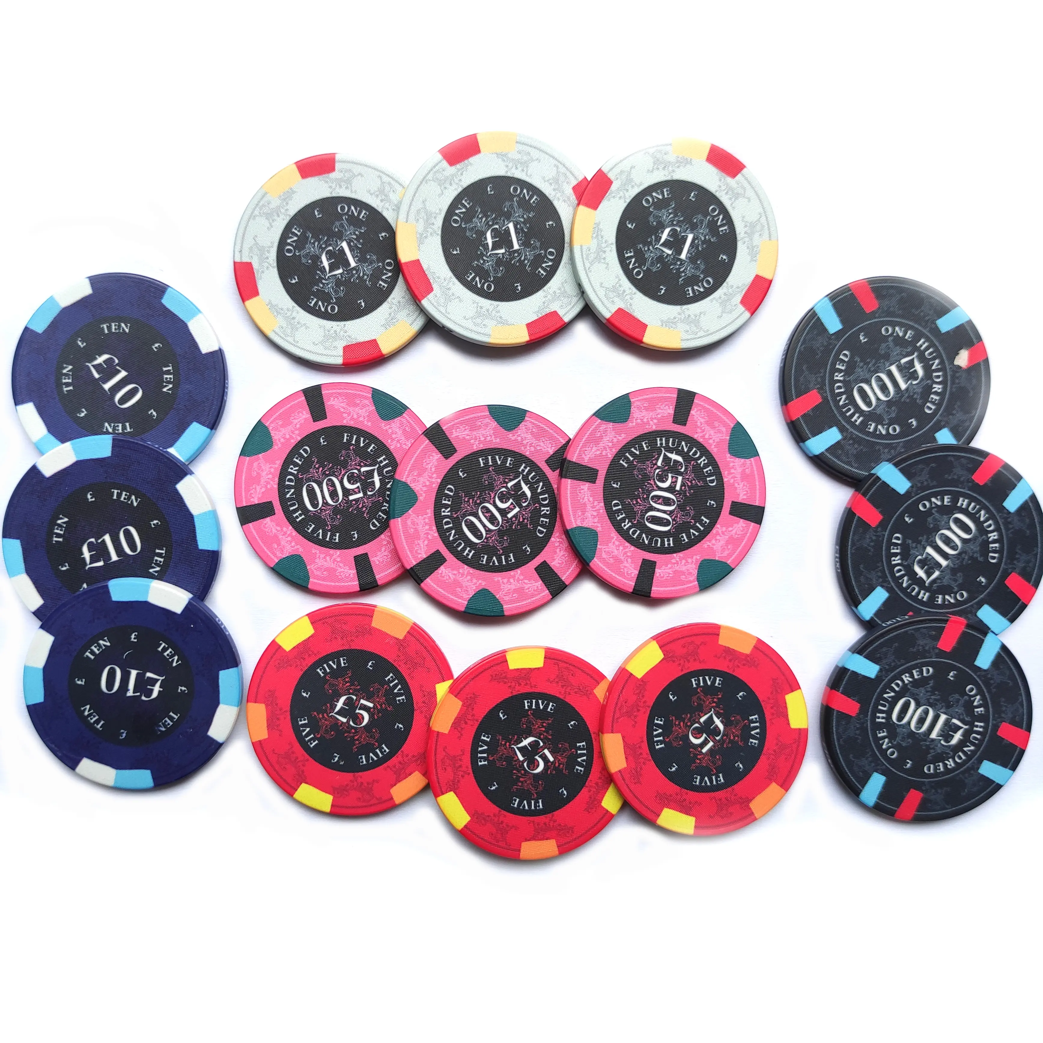 Özelleştirilmiş çin şanslı ejderha 39mm 10G seramik kil poker chips casino