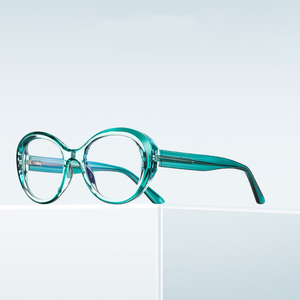 Nouvelles femmes à la mode nouvelles lunettes lentilles de coupe bleues CP TR90 petit alliage ovale insérer charnière à ressort Prescription - Product Image 2