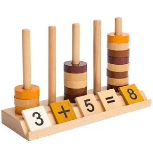 도매 사용자 정의 어린이 수학 스틱 게임 장난감 교습 보조 몬테소리 창조적 인 숫자 막대 빌딩 블록 쌓기 나무 장난감