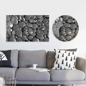 Tableau imprimé sur toile : Décoration murale élégante avec motif graphique pierre argentée, ART EN VERRE TREMPÉ - Product Image 3