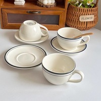Ménage, assiettes, tasses et cuillères Ensemble d'assiettes et de tasses cassables Tasses et assiettes modernes Ensemble d'assiettes pour le thé de l'après-midi.