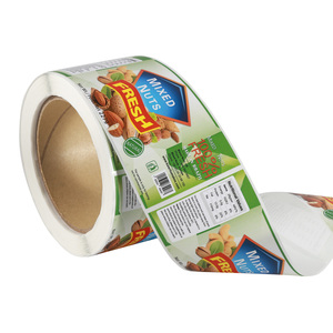 Rouleau d'étiquettes personnalisées imperméables pour emballages alimentaires, autocollants pour mélanges de noix et de snacks avec impression des informations nutritionnelles - Product Image 1