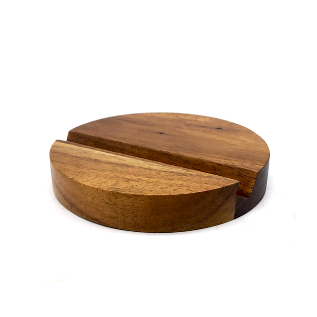 Custom Wood Phone Holder Desktop Cell Phone Stand Portable Round Wooden Phone Stand