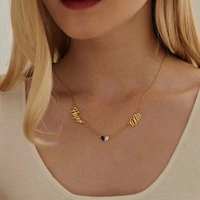 Collier personnalisé en acier inoxydable étanche et anti-ternissement avec nom et pierre de naissance en forme de cœur, bijoux personnalisés pour dropshipping