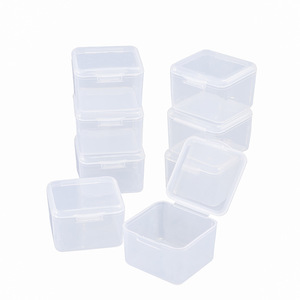 <b>Small</b> Square Plastic Storage <b>Box</b> 3.5x3.5x2.5cm Transparent PP Covered Desktop Organizer Case for Earplugs and <b>Small</b> Items - Product Image 5
