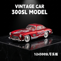 1:24 300SL Retro Coke Edition Model Alloy Pintu Dapat Dibuka Kap Mesin Lampu Suara Sistem Tarik Mundur Kemudi Terhubung