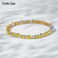 Pulsera de Oro Blanco de 18K con Baño de Rodio y Diamante Amarillo Cultivado en Laboratorio de Corte Pera de 8.96ct 3.3*5.3mm, Unisex, de Lujo, Starsgem