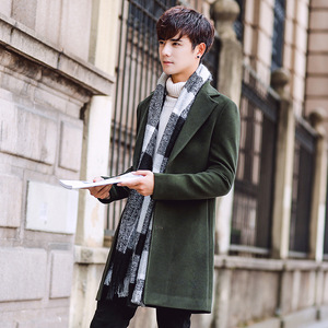 외국 무역 상품 다년생 미디 남성용 한국 스타일 모디파이드 모직 코트 큰 사이즈 캐주얼 모직 코트 - Product Image 3