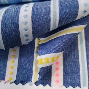 Dệt Vải Cotton Sợi Nhuộm Dobby Jacquard Dệt Shirting Vải Cho Áo Sơ Mi