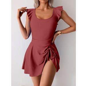 مخصص قطعة واحدة ملابس السباحة للنساء التحكم في البطن فساتين السباحة تنورة محتشمة ثوب السباحة - Product Image 3