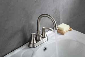 Robinet <span class=keywords><strong>de</strong></span> cuisine moderne à double poignée <span class=keywords><strong>de</strong></span> 4 pouces, mélangeur d'eau chaude et froide avec noyau <span class=keywords><strong>de</strong></span> valve en céramique, montage central <span class=keywords><strong>de</strong></span> 4 pouces - Product Image 5