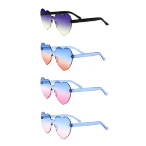 Модные прозрачные многоцветные очки без оправы с логотипом на заказ, очки большого размера для женщин