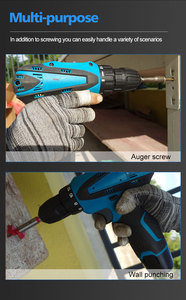 Perceuse à percussion électrique sans fil <span class=keywords><strong>12V</strong></span>, kit de perceuse multifonction portable avec tournevis pour l'entretien domestique et industriel - Product Image 5