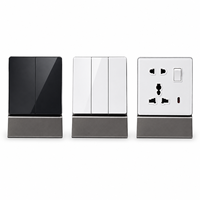 Interrupteur et prise murale à panneau plat en verre trempé de qualité britannique, 1, 2 ou 3 modules, pour la décoration moderne de la maison
