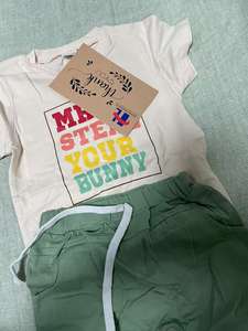 YM, оптовая продажа, брендовая Смешанная летняя модная одежда для малышей, одежда для мальчиков и девочек, новый стиль, шорты с коротким рукавом, костюм из 2 предметов в наличии - Product Image 6