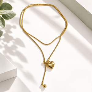 สร้อยคอรูปหัวใจ ลาริเอท ทอง 14K ชุบทองสุญญากาศบนสแตนเลสสตีล - Product Image 1