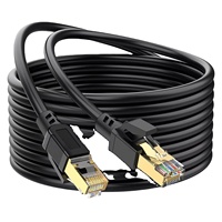 Kabel LAN Cat8 SFTP Pasokan Pabrik 28AWG Tembaga Murni Kabel Ethernet RJ45 Tersedia Berbagai Panjang OEM ODM