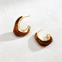 Boucles d'oreilles demi-cercle résistantes à l'eau en résine acrylique nacrée marron écaille de tortue géométrique CustomJewelry