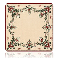 Tapis de table carré pour jeu de mahjong américain, motif fond rose, Père Noël, bonhomme en pain d'épices, étoile de pin, flocon de neige, bordure