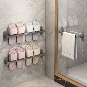 Bathroom Slipper Rack Wall Mounted No Drilling Required Shoe Storage Drain Rack Behind Door Multipurpose Rectangle - Product Image 1