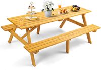 Table de pique-nique et bancs en bois massif pour l'extérieur, ensemble de salle à manger pour jardin et patio, vente chaude