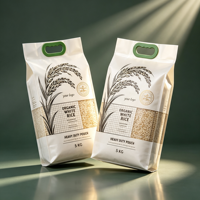 Sacs à riz sous vide en plastique imprimés sur mesure, 1 kg, 2 kg, 5 kg, 10 kg, pochettes d'emballage pour céréales avec poignée