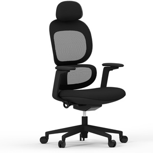Chaise de bureau ergonomique noire à dossier haut, pivotante et moderne pour la maison - Product Image 1
