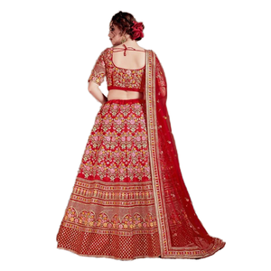 Designer <b>Red</b> Embroidered Bridal <b>Lehenga</b> Choli Flattering <b>Wedding</b> Apparel - Product Image 1