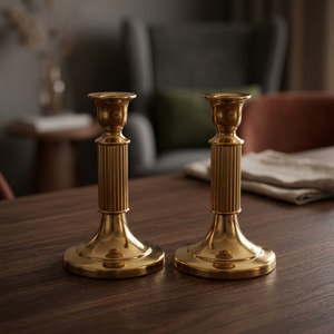Juego de 2 Portavelas Dorados, Candelabros de Latón Vintage para Mesa de Comedor, Centro de Mesa Elegante para Decoración del Hogar y Bodas - Product Image 3
