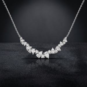 Collier en grappe de diamants de laboratoire taille poire en or 10K 14K 18K et argent 925 935, bijou de fiançailles ou de fête, Vaayu Jewels VJ4959 - Product Image 1